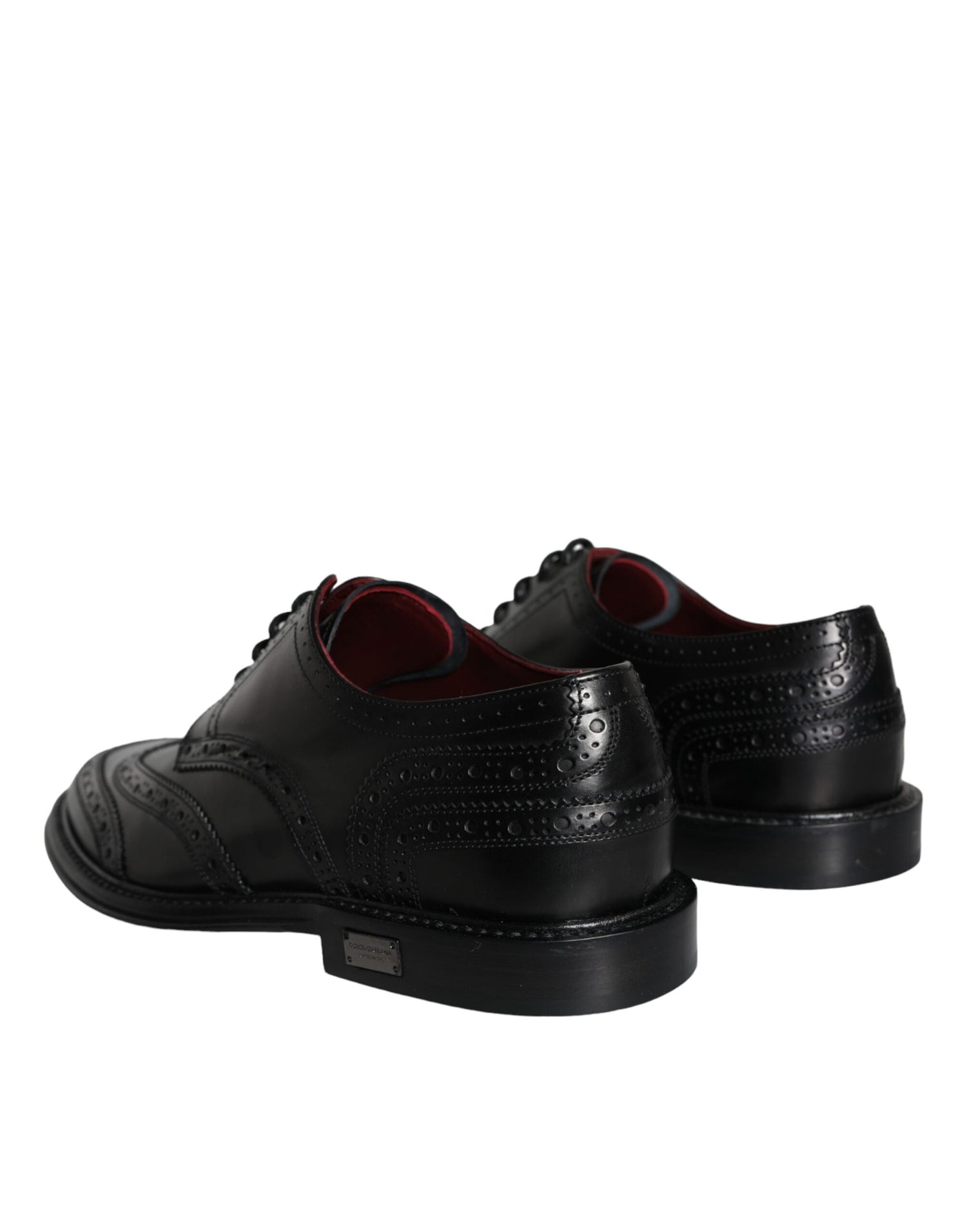 Dolce &amp; Gabbana Black Leather Oxford Wingtip Formal Men Shoes