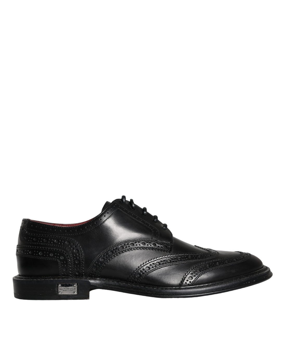 Dolce &amp; Gabbana Black Leather Oxford Wingtip Formal Men Shoes