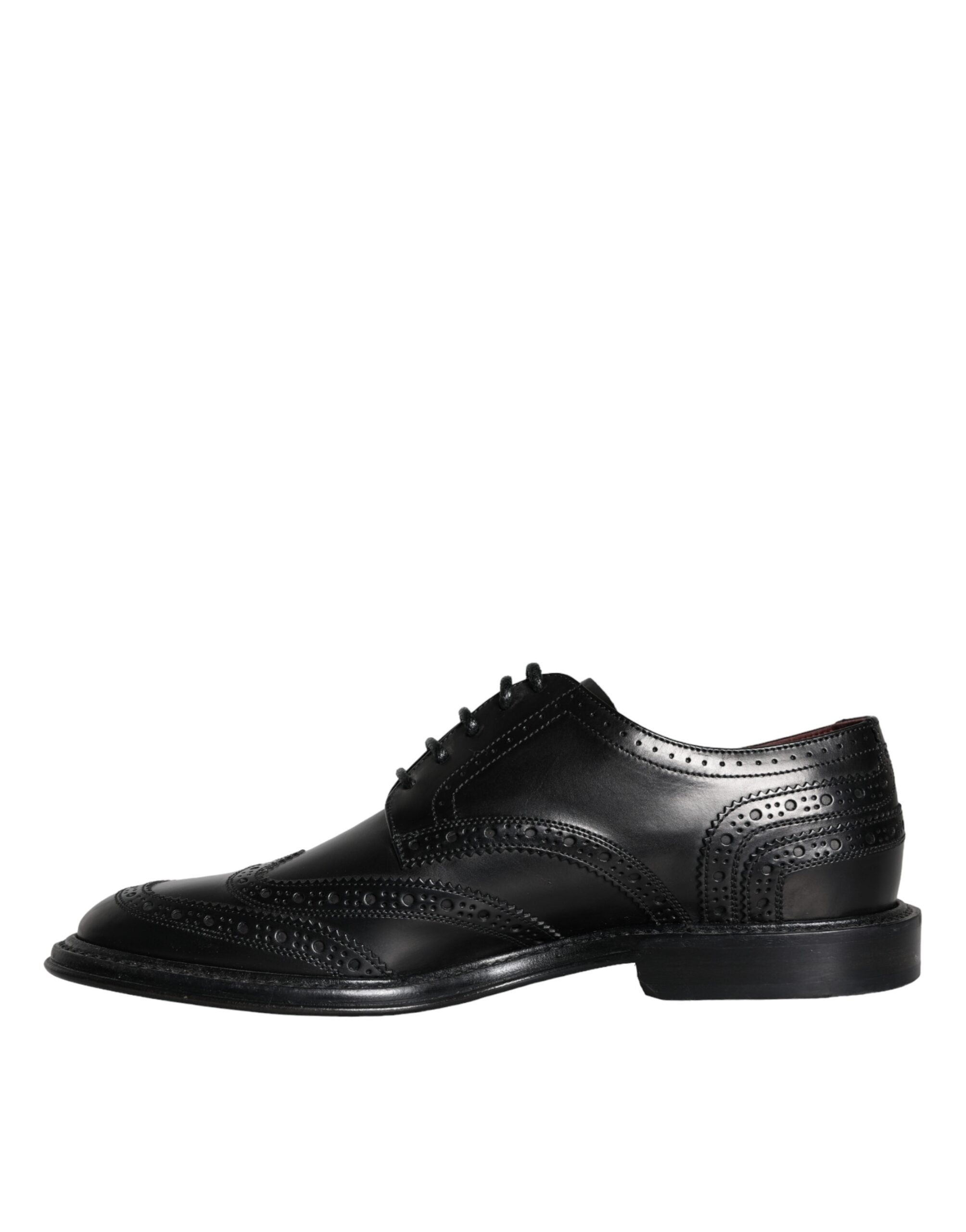 Dolce &amp; Gabbana Black Leather Oxford Wingtip Formal Men Shoes