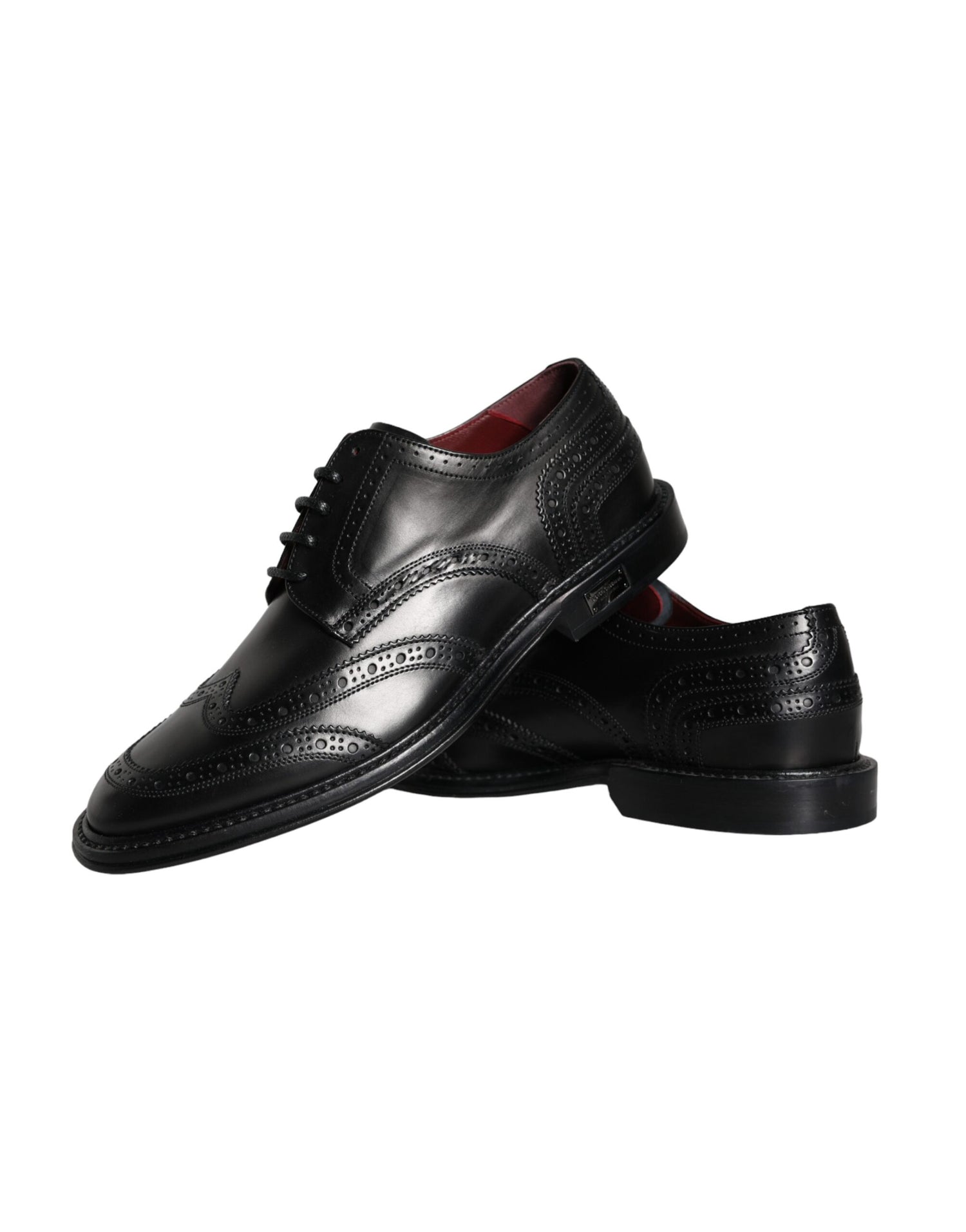 Dolce &amp; Gabbana Black Leather Oxford Wingtip Formal Men Shoes