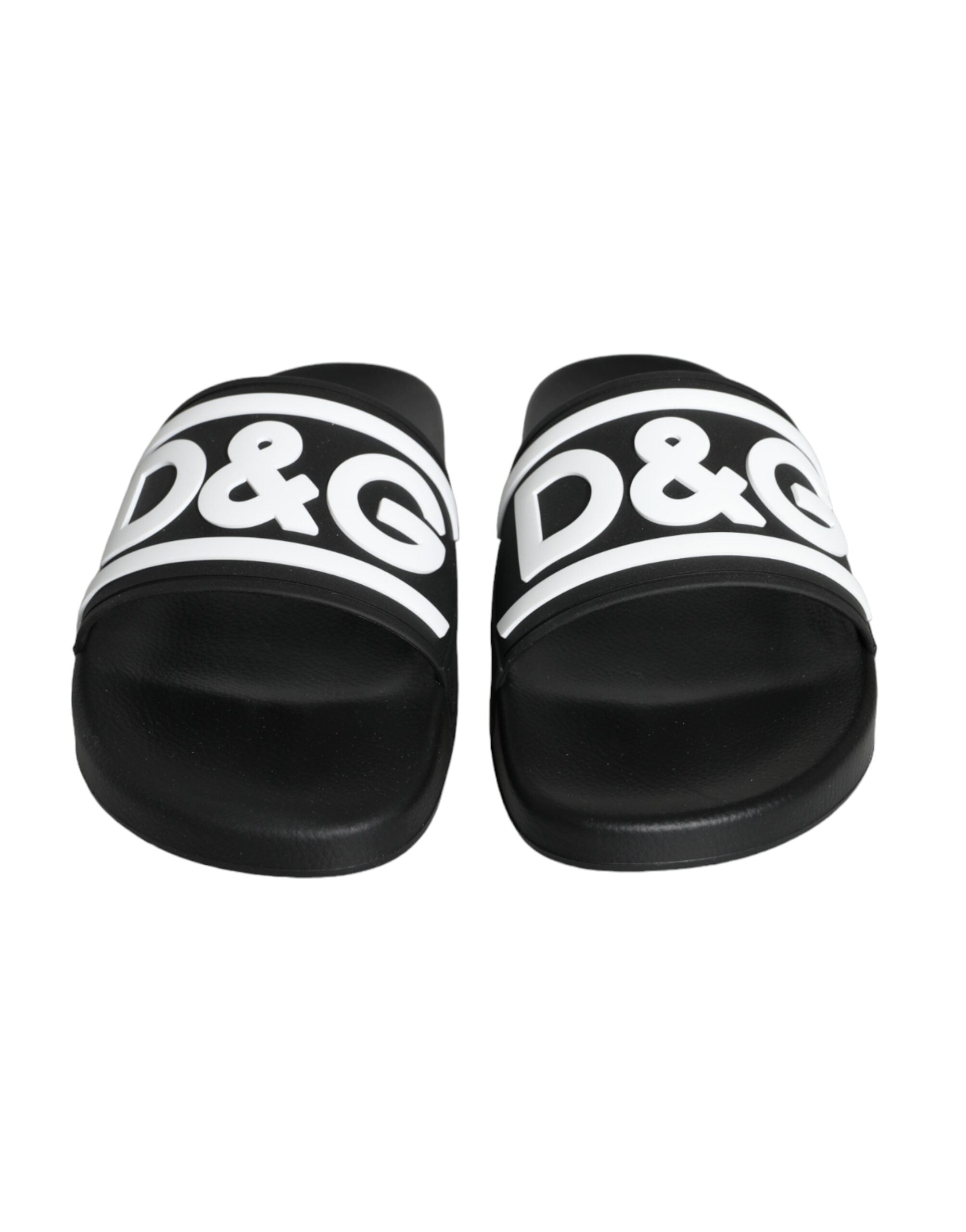 Dolce &amp; Gabbana Black White Sandals Rubber Beachwear Shoes