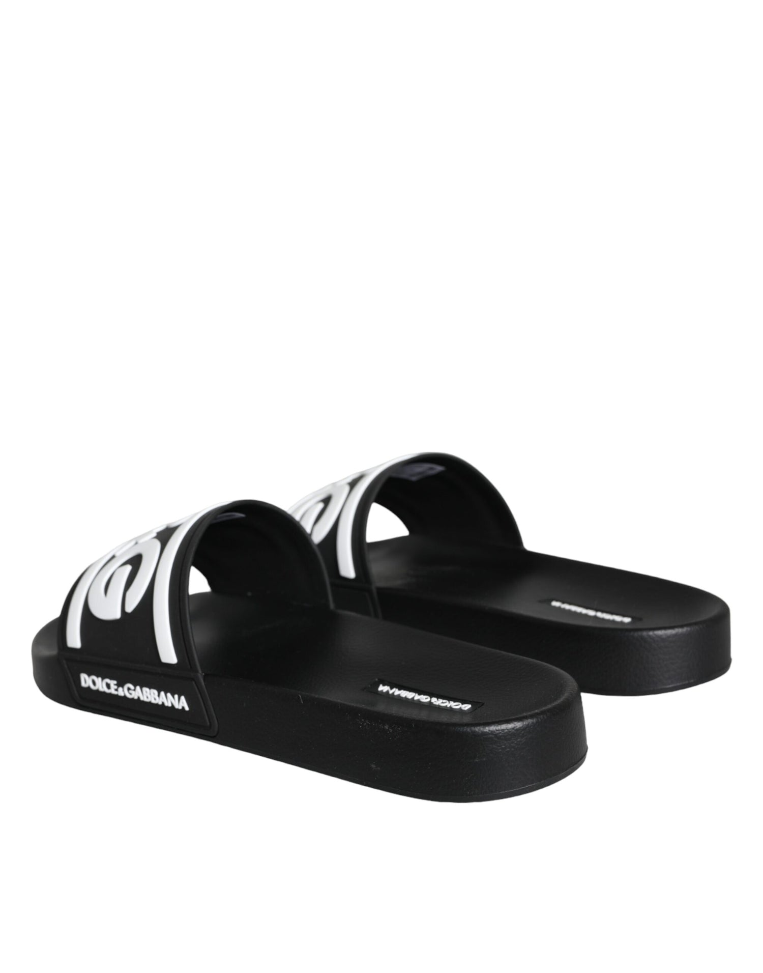 Dolce &amp; Gabbana Black White Sandals Rubber Beachwear Shoes