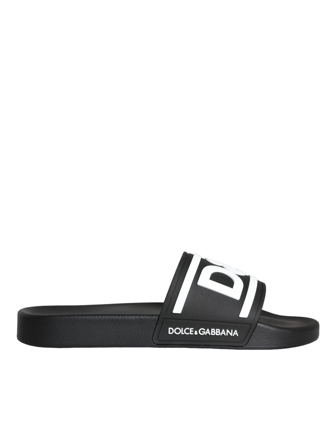 Dolce &amp; Gabbana Black White Sandals Rubber Beachwear Shoes