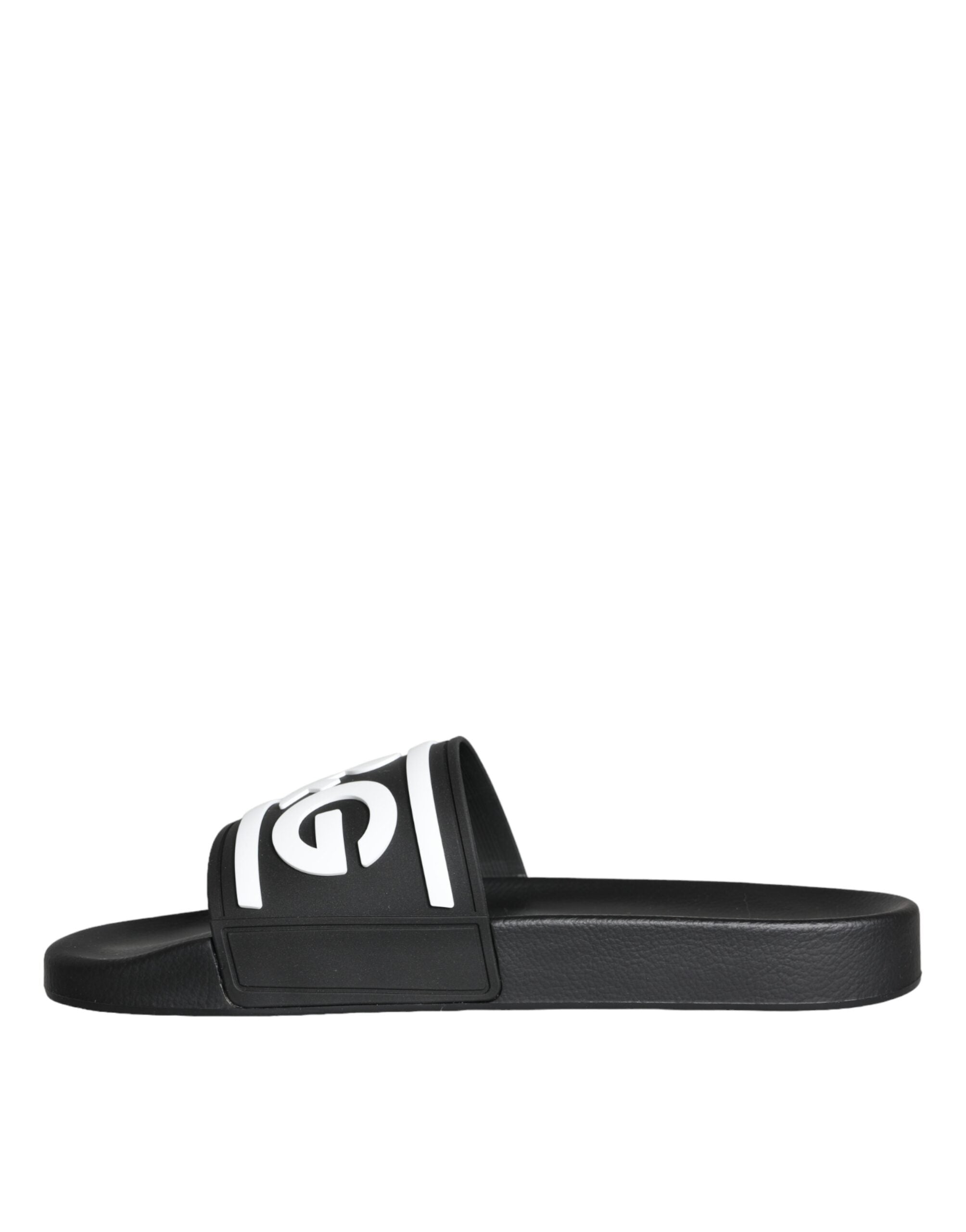 Dolce &amp; Gabbana Black White Sandals Rubber Beachwear Shoes