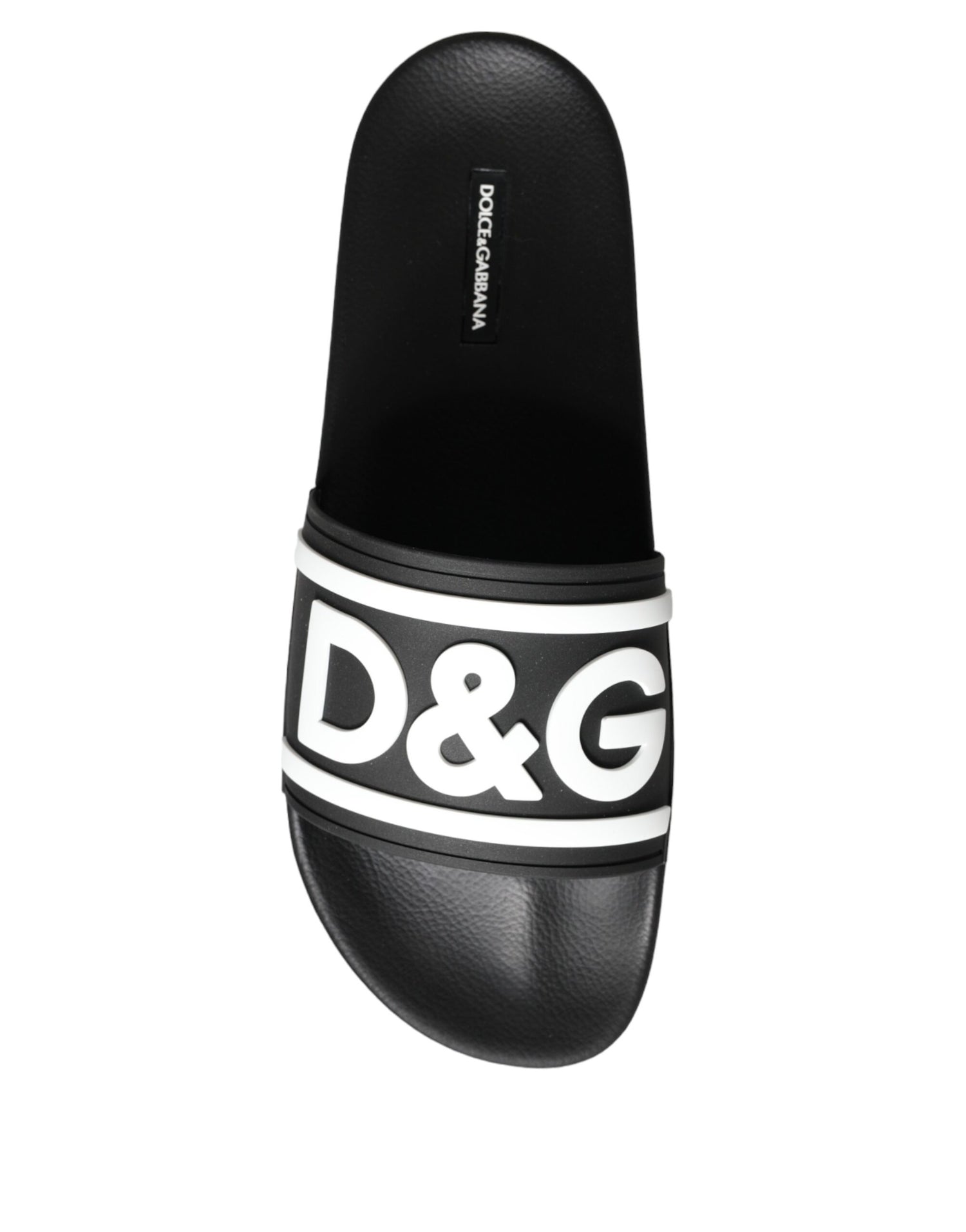 Dolce &amp; Gabbana Black White Sandals Rubber Beachwear Shoes