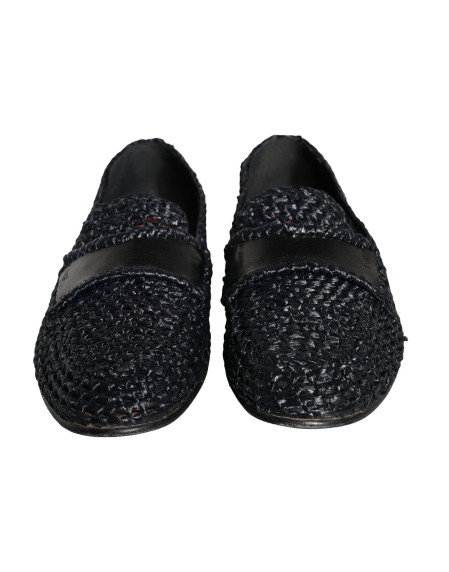 Dolce &amp; Gabbana Black Woven Raffia Slip On Loafers Men Shoes