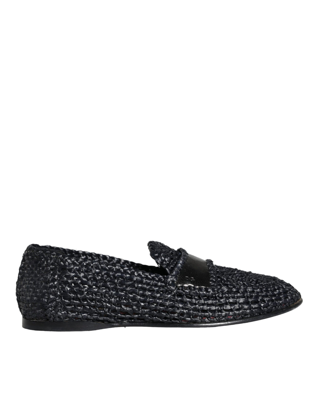 Dolce &amp; Gabbana Black Woven Raffia Slip On Loafers Men Shoes