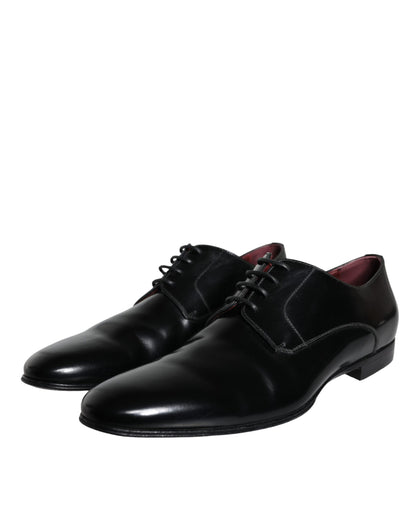 Dolce &amp; Gabbana Black Leather Derby Formal Dress Men Shoes