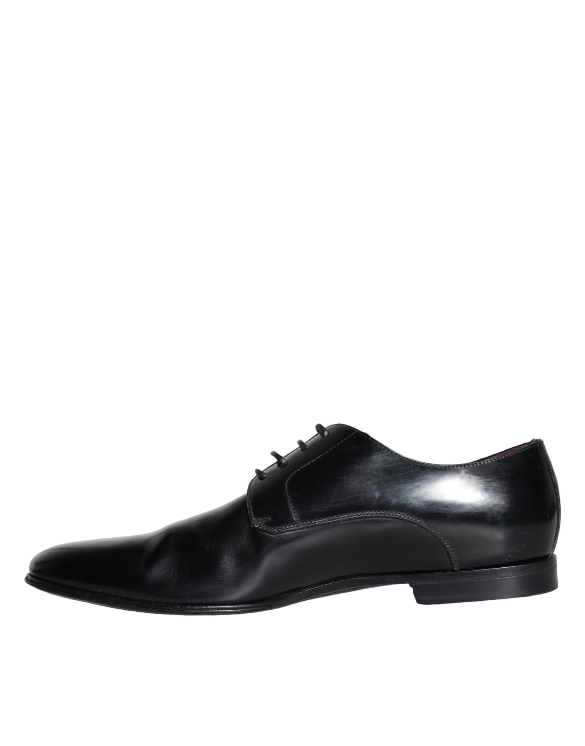 Dolce &amp; Gabbana Black Leather Derby Formal Dress Men Shoes