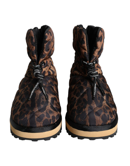 Dolce &amp; Gabbana Brown Leopard Ankle Boots Padded Shoes