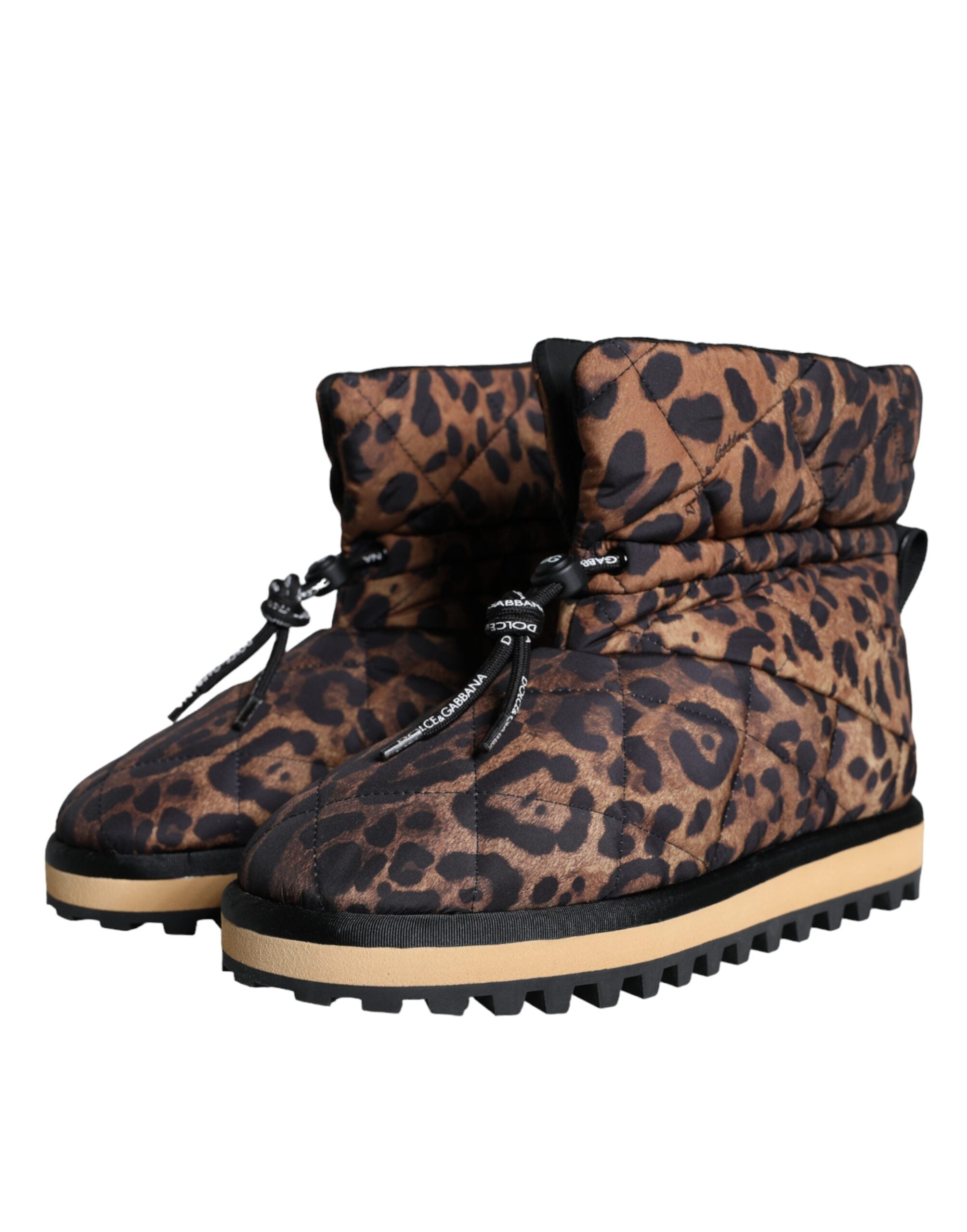 Dolce &amp; Gabbana Brown Leopard Ankle Boots Padded Shoes