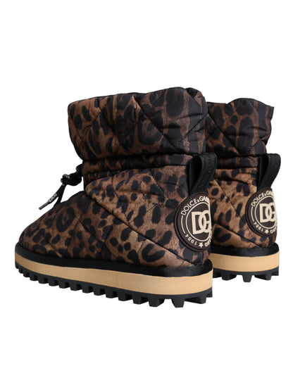 Dolce &amp; Gabbana Brown Leopard Ankle Boots Padded Shoes