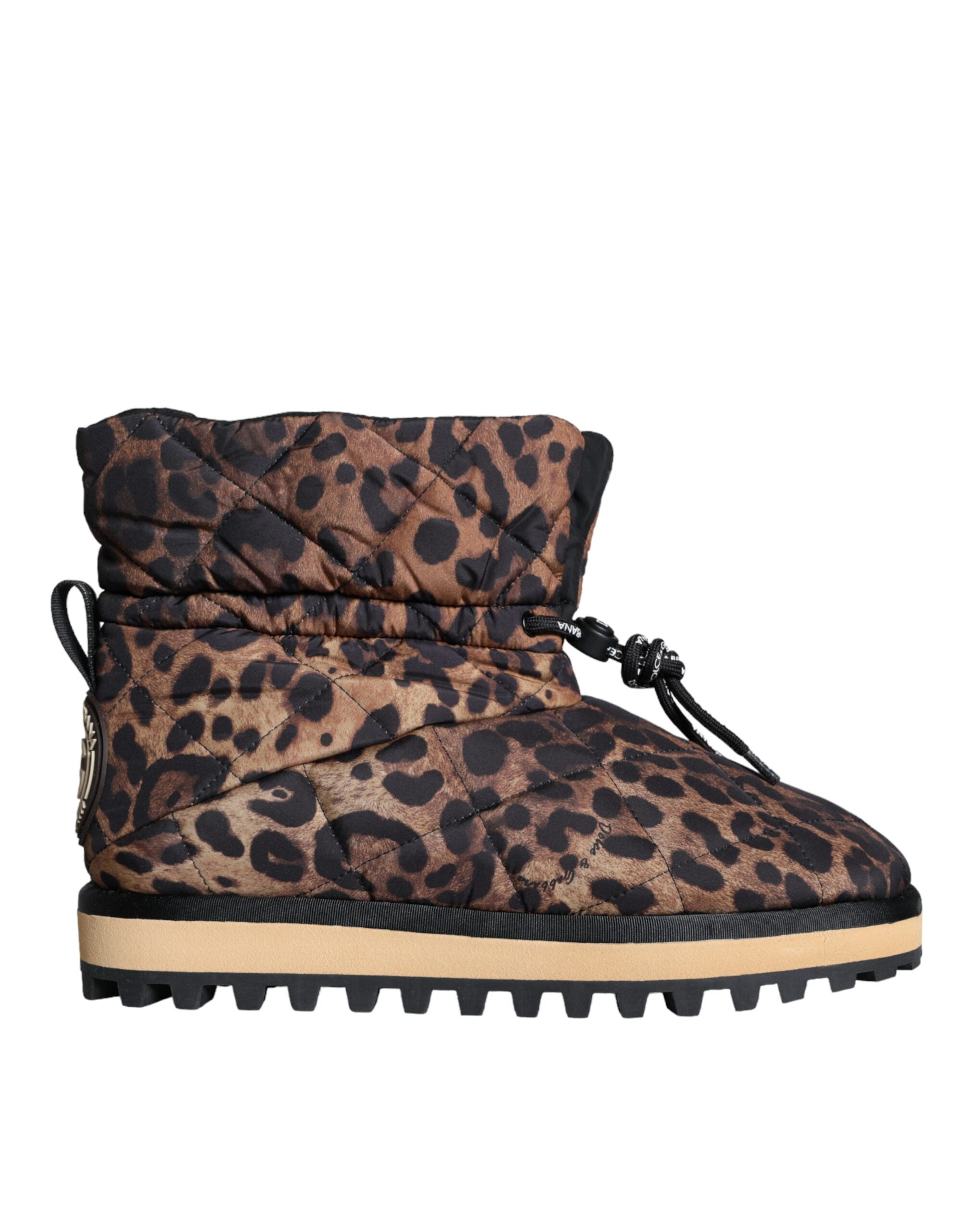 Dolce &amp; Gabbana Brown Leopard Ankle Boots Padded Shoes