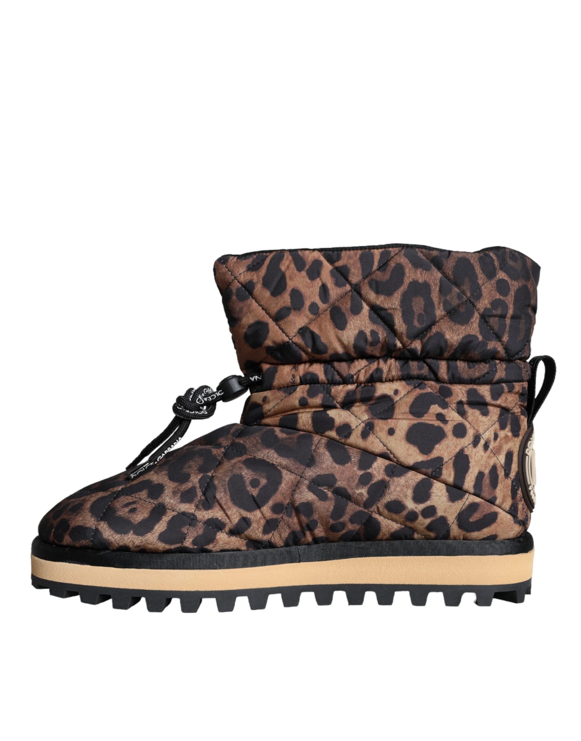 Dolce &amp; Gabbana Brown Leopard Ankle Boots Padded Shoes