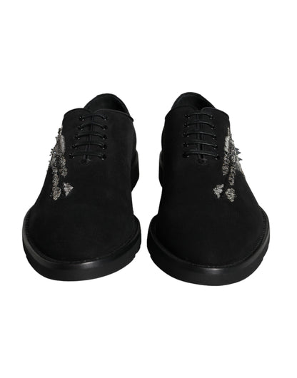 Dolce &amp; Gabbana Black Suede Sicilia Lace Up Formal Shoes