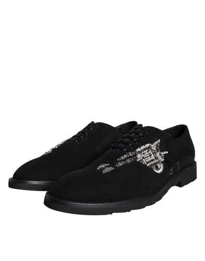 Dolce &amp; Gabbana Black Suede Sicilia Lace Up Formal Shoes