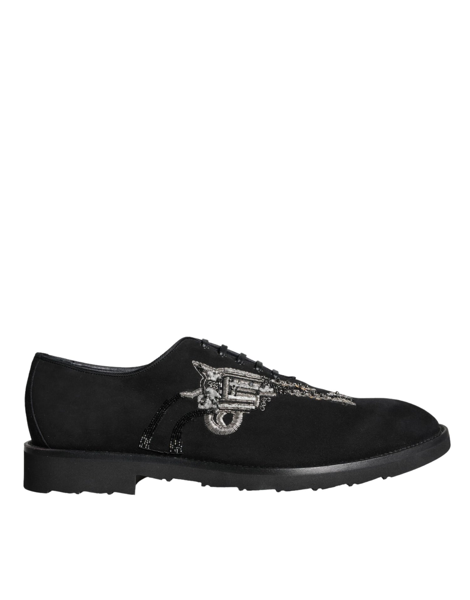 Dolce &amp; Gabbana Black Suede Sicilia Lace Up Formal Shoes