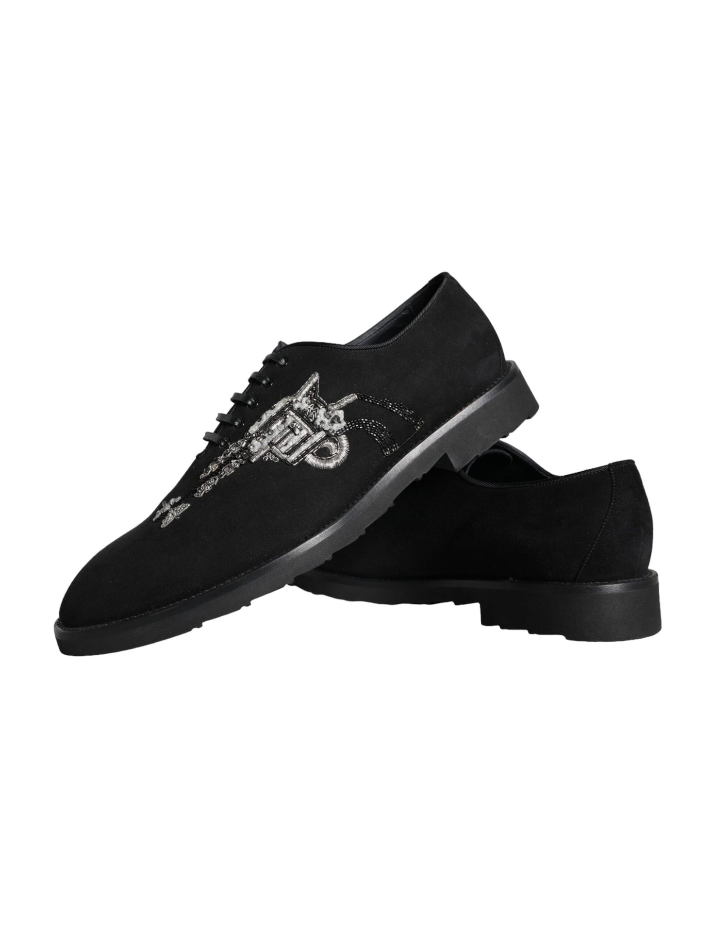 Dolce &amp; Gabbana Black Suede Sicilia Lace Up Formal Shoes