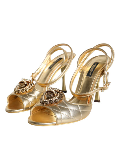 Dolce &amp; Gabbana Gold Devotion Embellished Keira Sandals Shoes