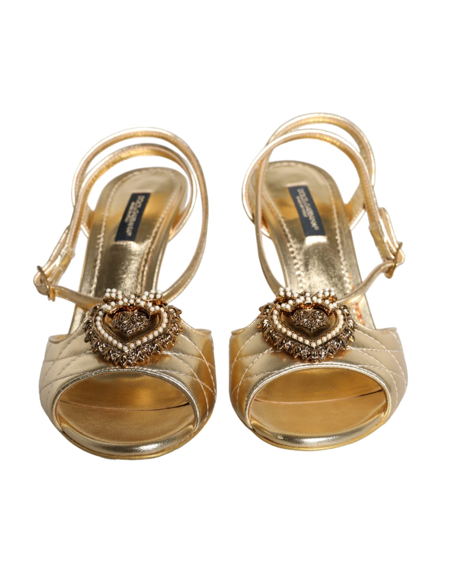 Dolce &amp; Gabbana Gold Devotion Embellished Keira Sandals Shoes