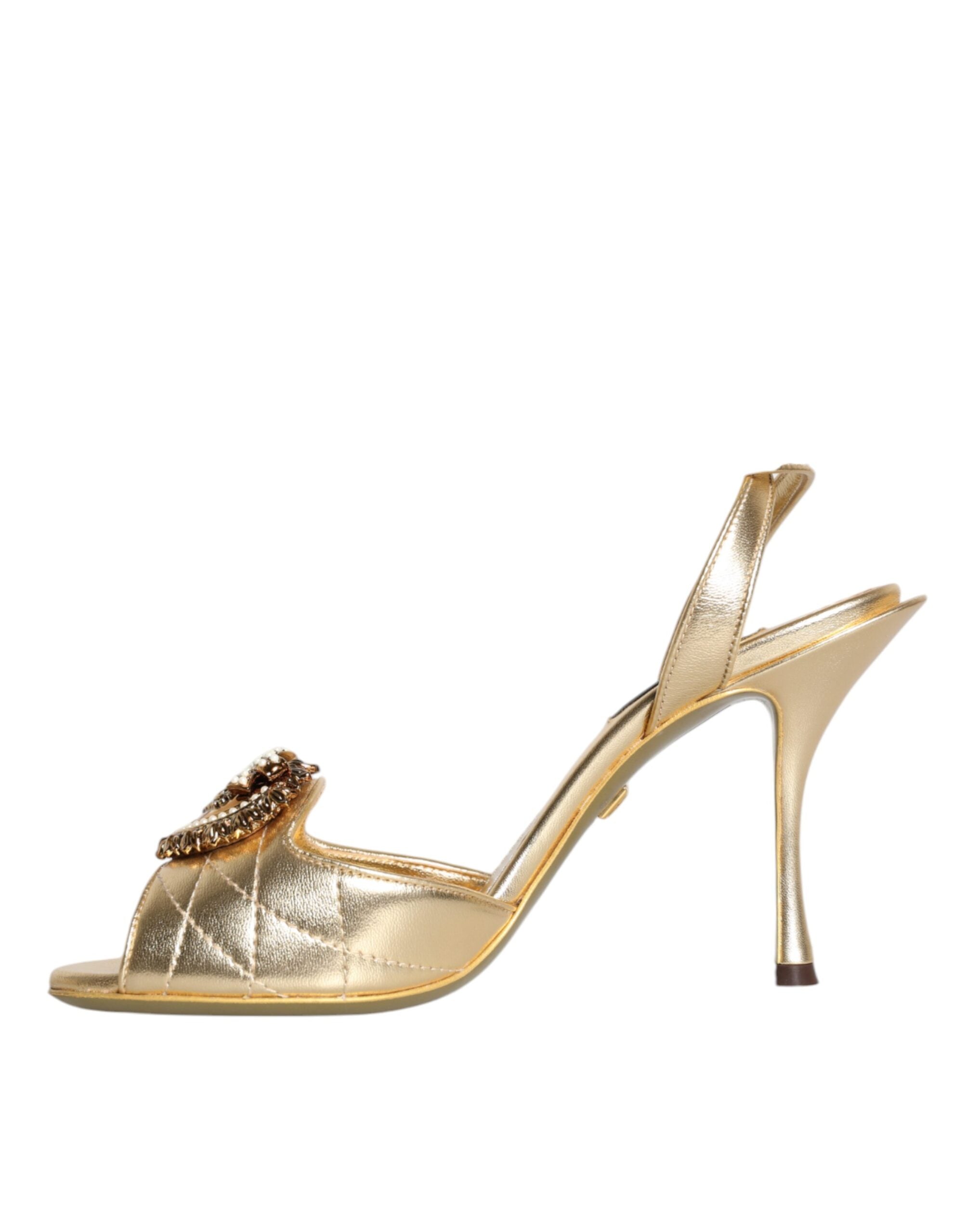 Dolce &amp; Gabbana Gold Devotion Embellished Keira Sandals Shoes