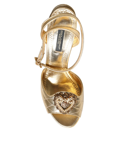 Dolce &amp; Gabbana Gold Devotion Embellished Keira Sandals Shoes