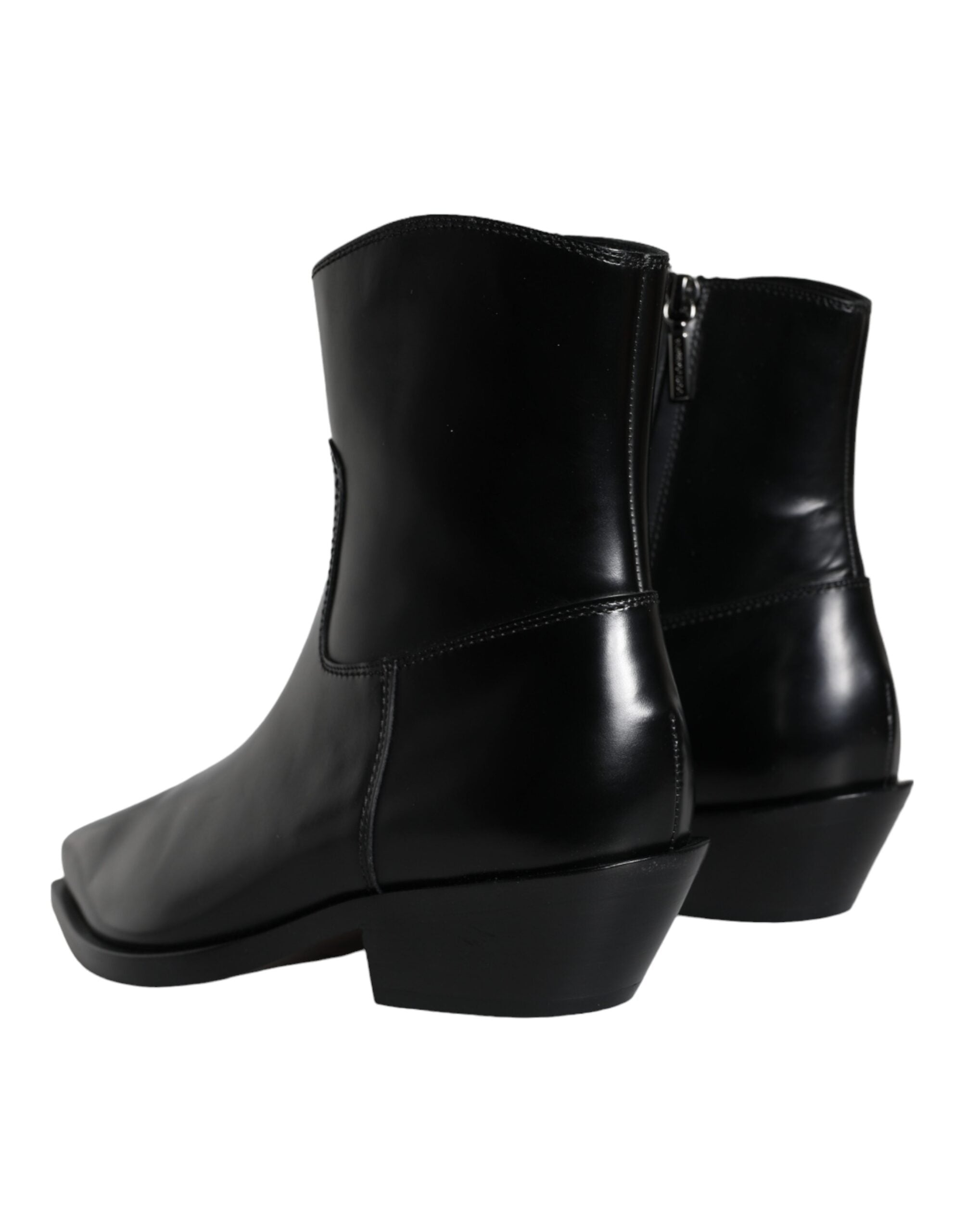 Dolce &amp; Gabbana Black Leather Ankle Boots Booties Shoes