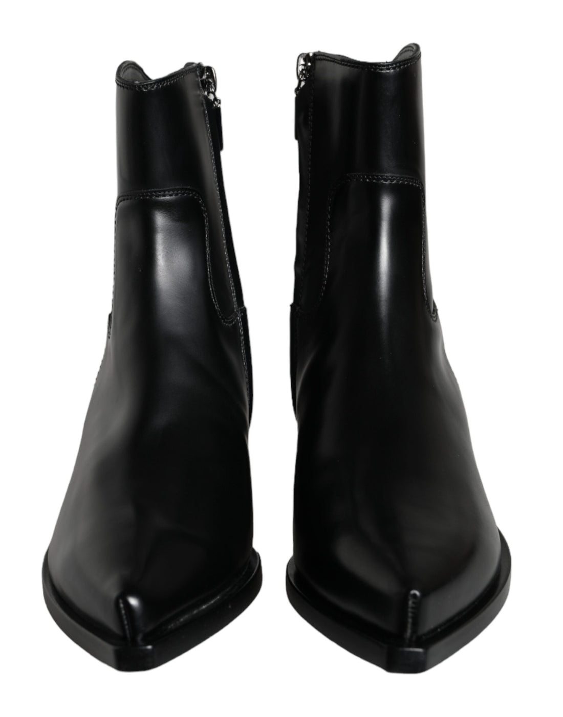 Dolce &amp; Gabbana Black Leather Ankle Boots Booties Shoes