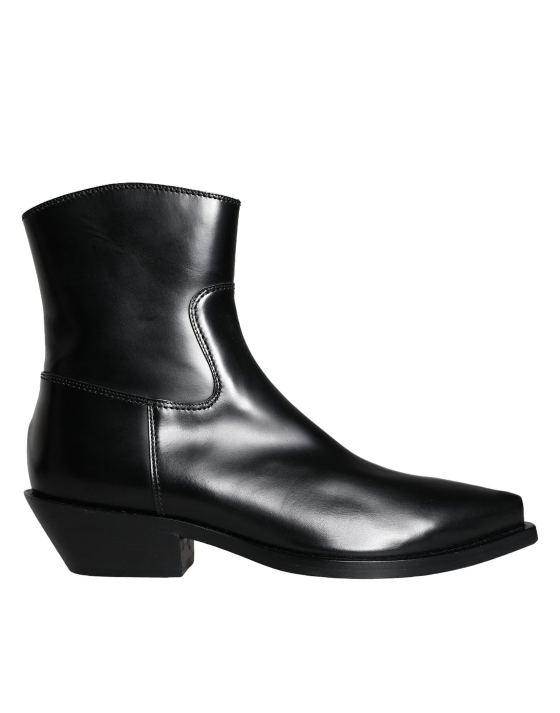 Dolce &amp; Gabbana Black Leather Ankle Boots Booties Shoes