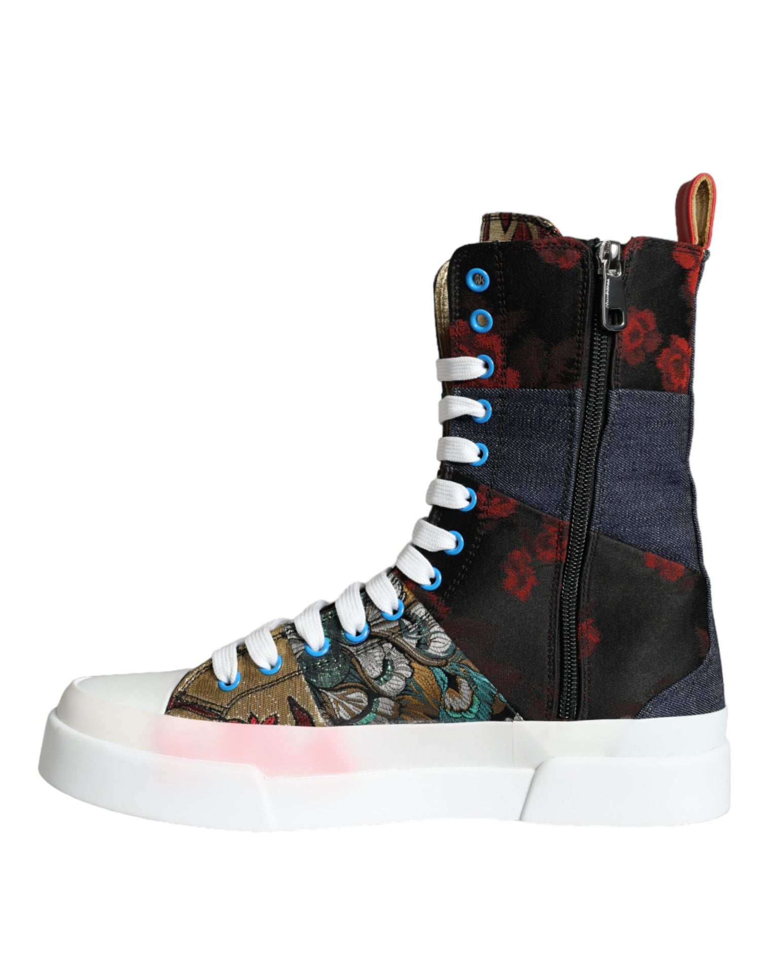 Dolce &amp; Gabbana Multicolor Patchwork Logo High Top Sneakers Shoes