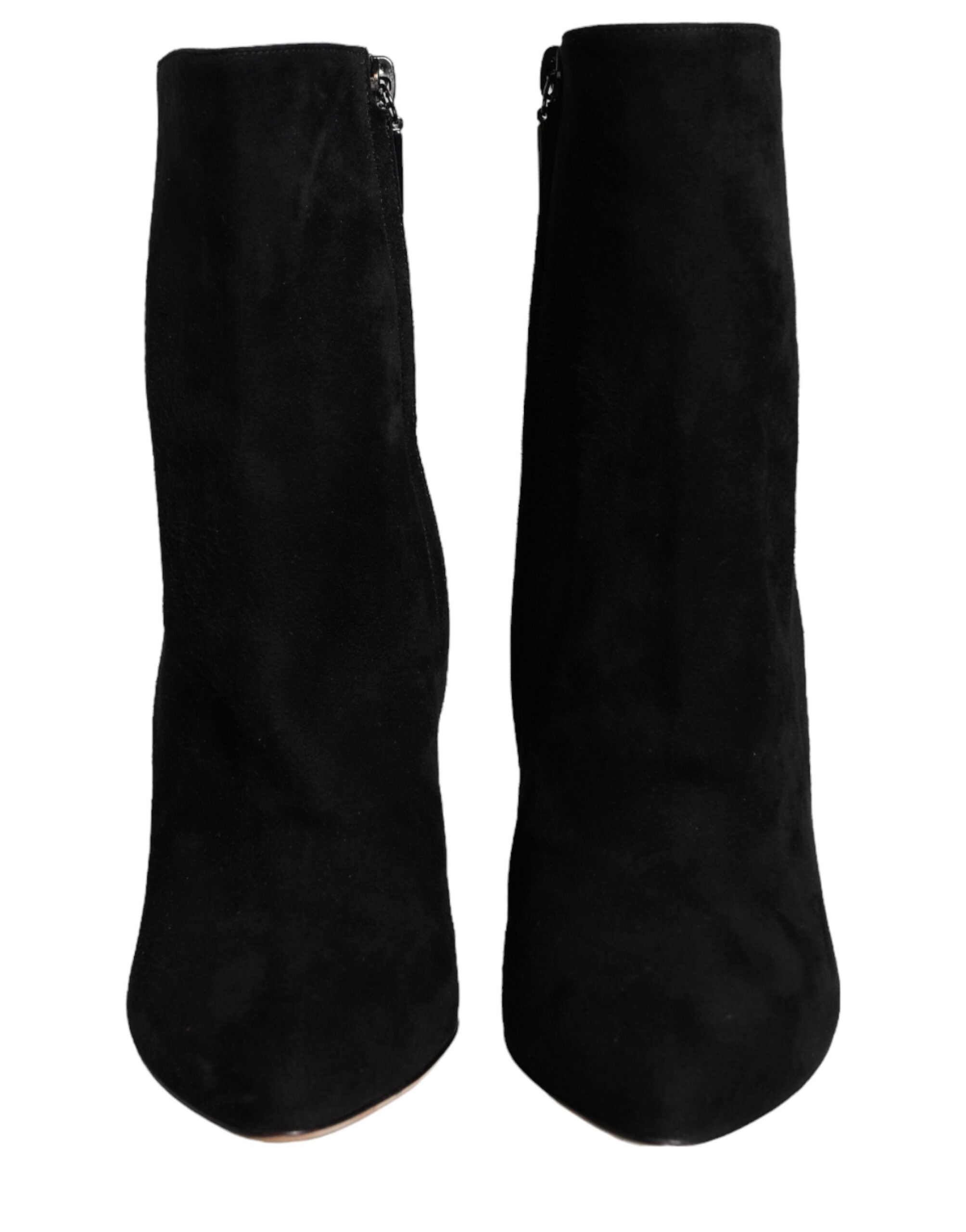 Dolce &amp; Gabbana Black Suede Leather Mid Calf Boots Shoes