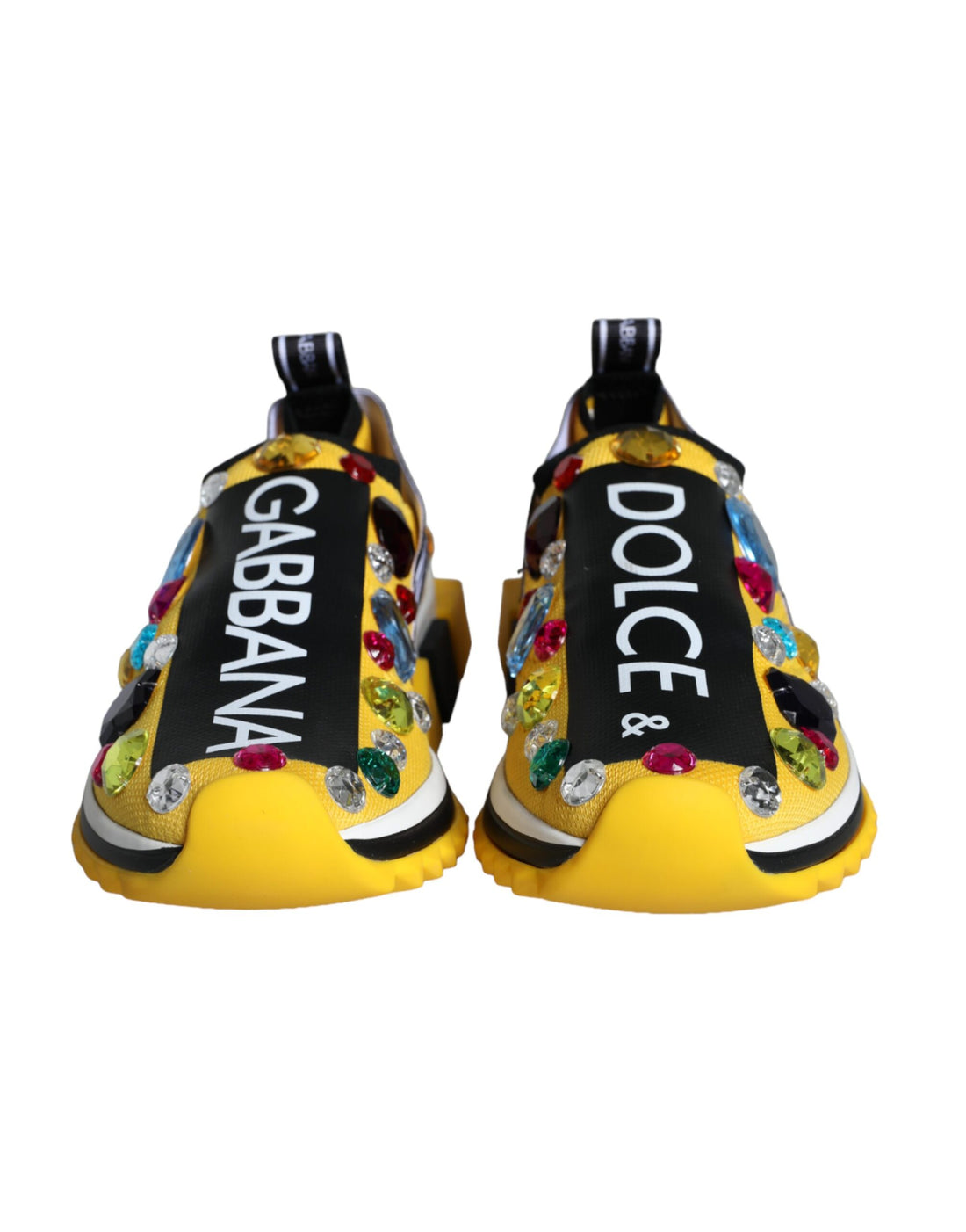 Dolce &amp; Gabbana Yellow Sorrento Crystals Sneakers Womens Shoes