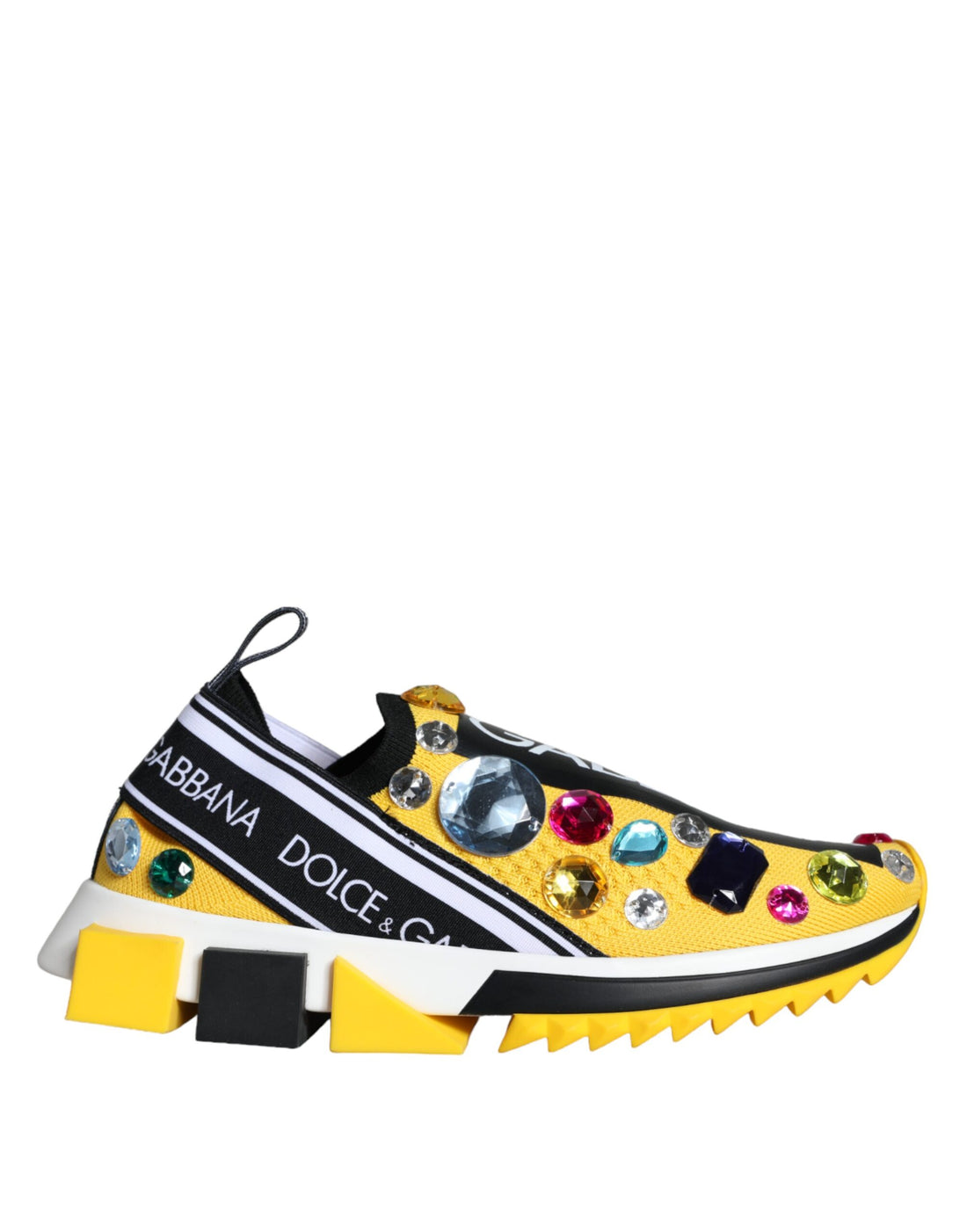 Dolce &amp; Gabbana Yellow Sorrento Crystals Sneakers Womens Shoes