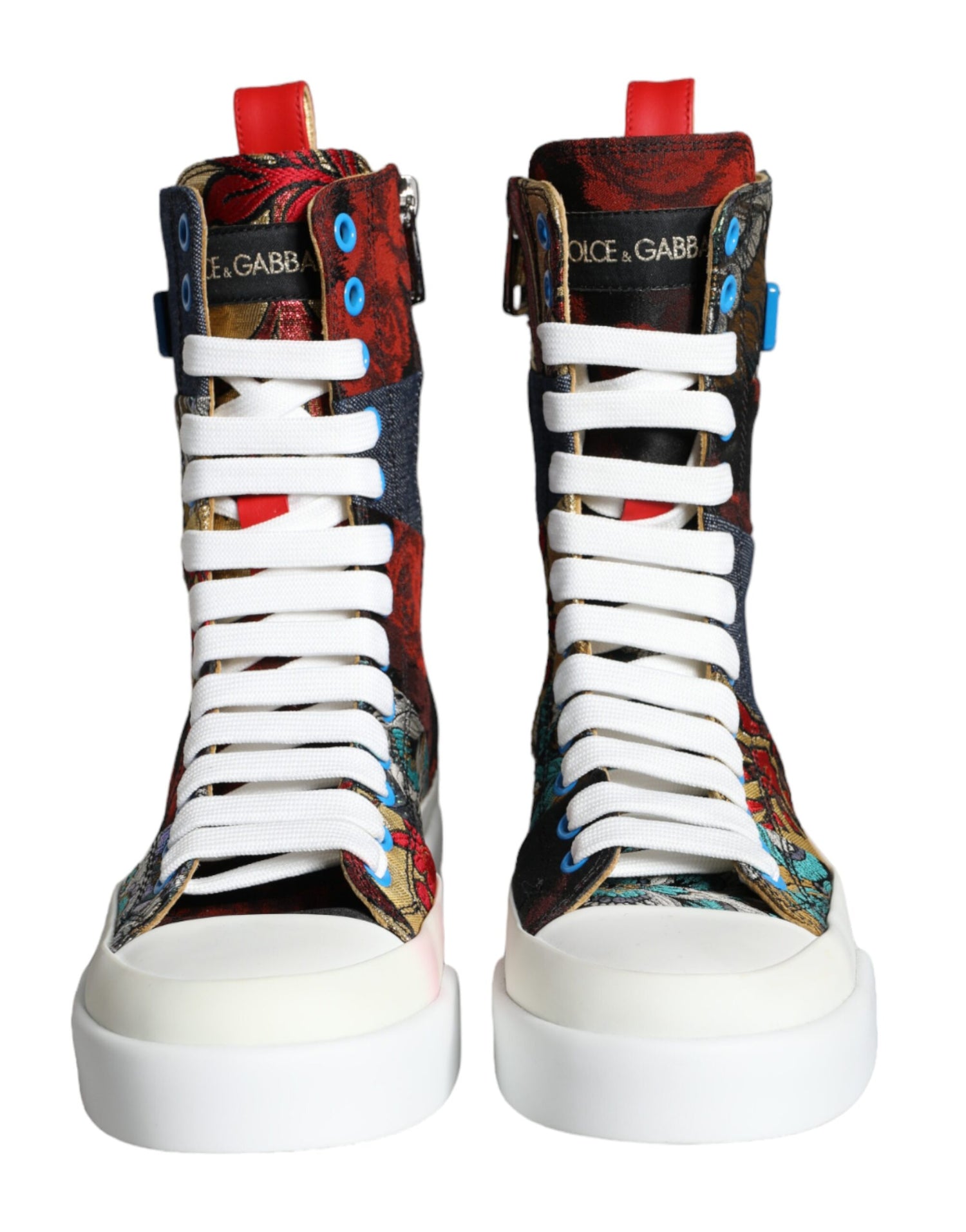 Dolce &amp; Gabbana Multicolor Patchwork Logo High Top Sneakers Shoes