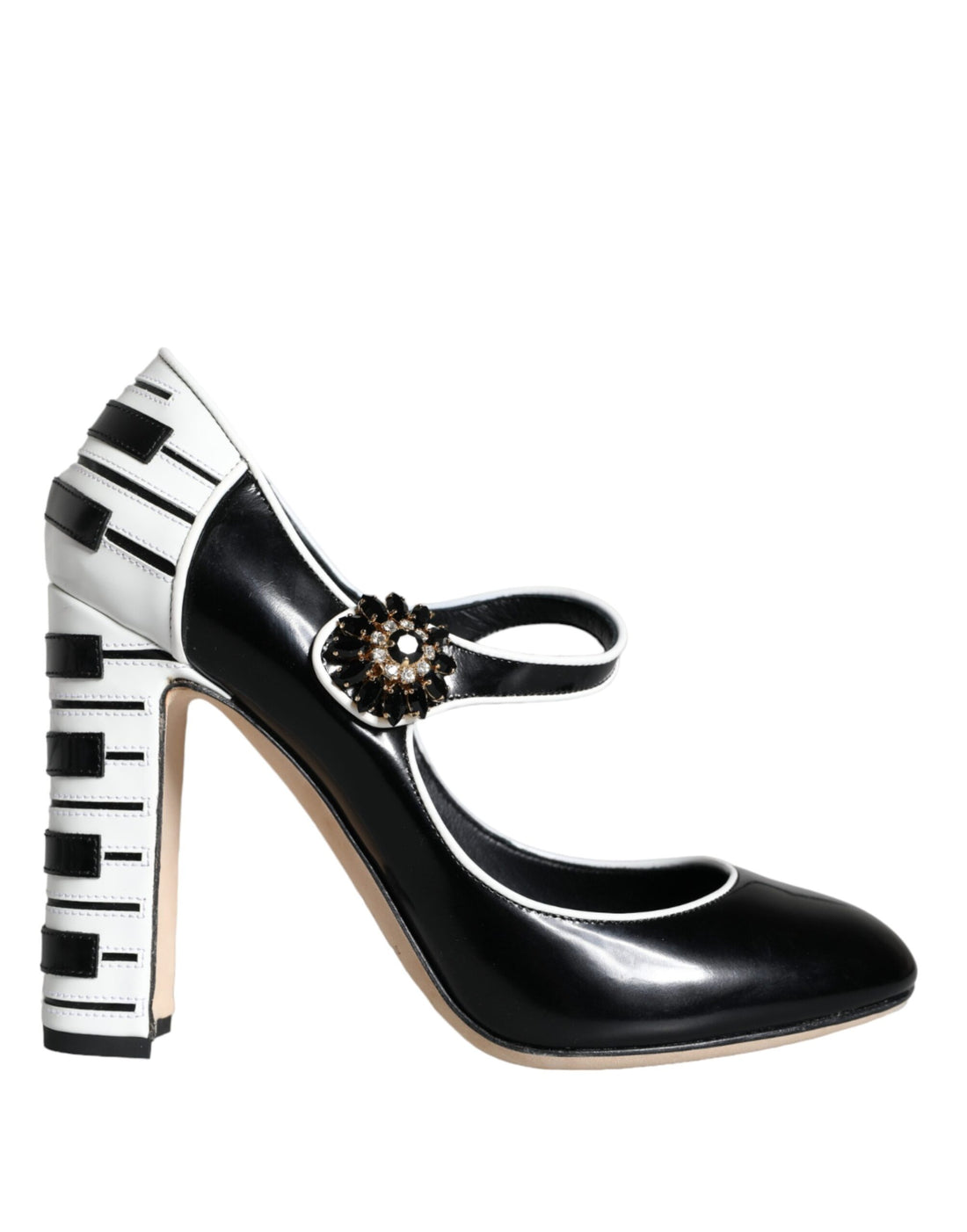 Dolce &amp; Gabbana Black White Piano Keys Mary Janes Heels Shoes