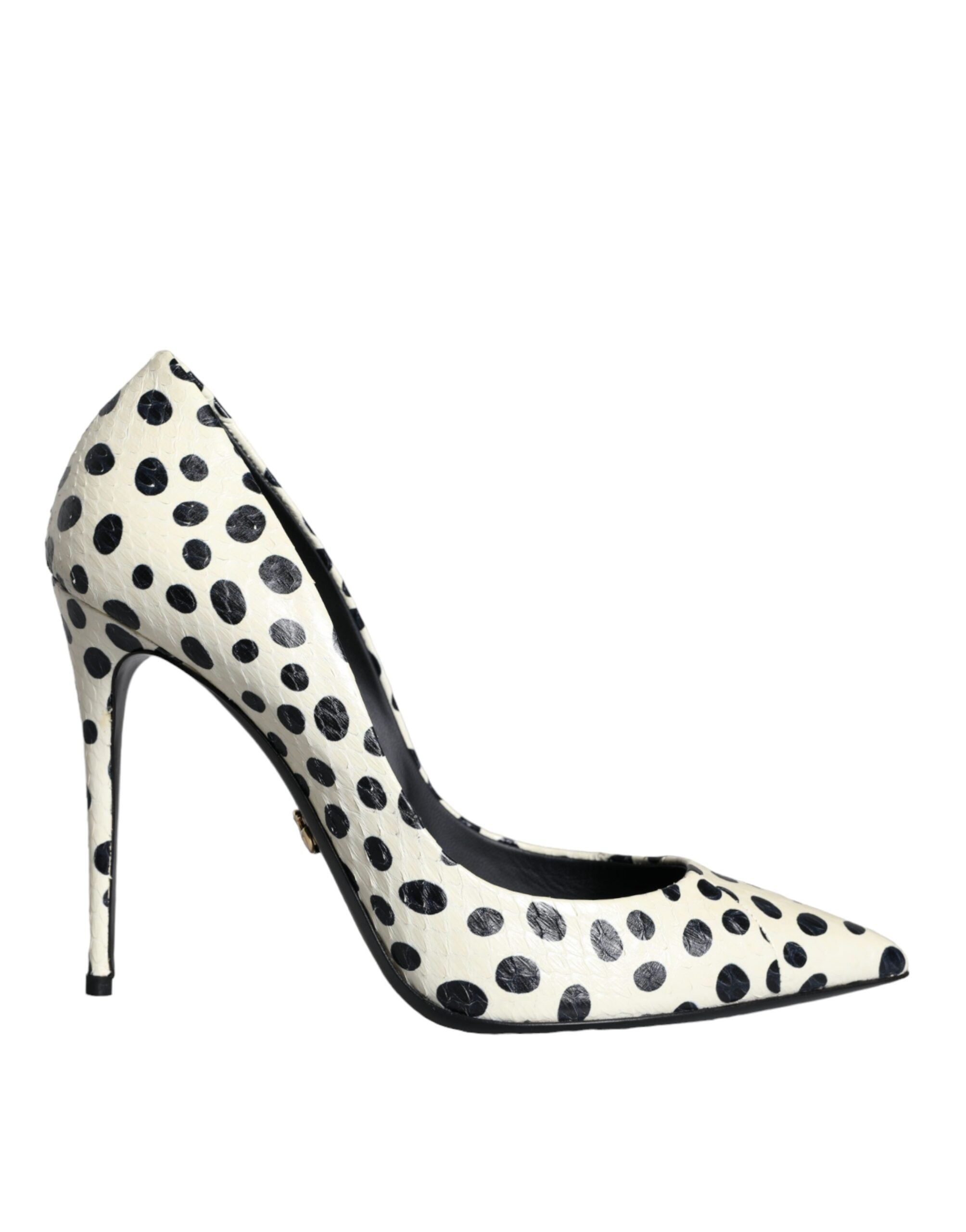 Dolce &amp; Gabbana Black White Polka Dot Leather Pumps Shoes