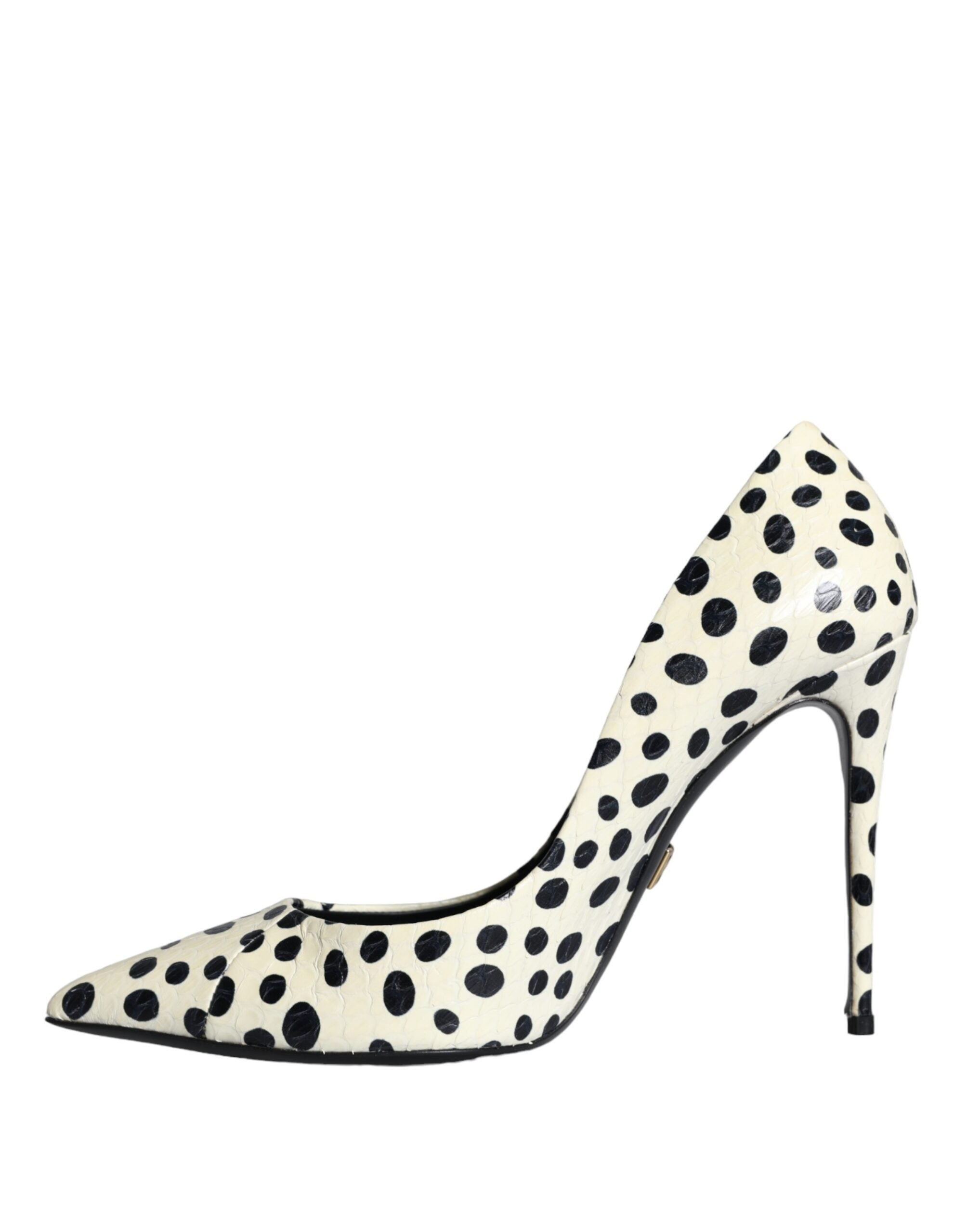 Dolce &amp; Gabbana Black White Polka Dot Leather Pumps Shoes