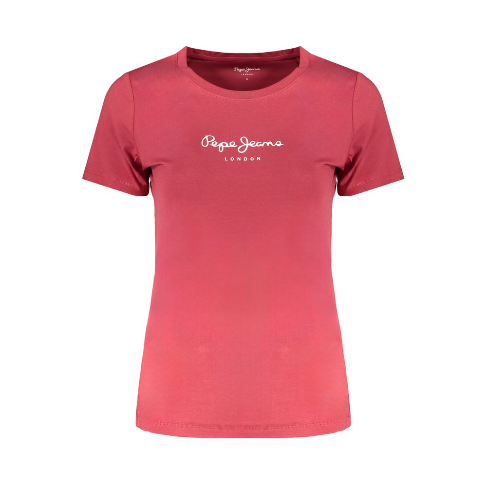 Pepe Jeans Red Cotton Tops &amp; T-Shirt