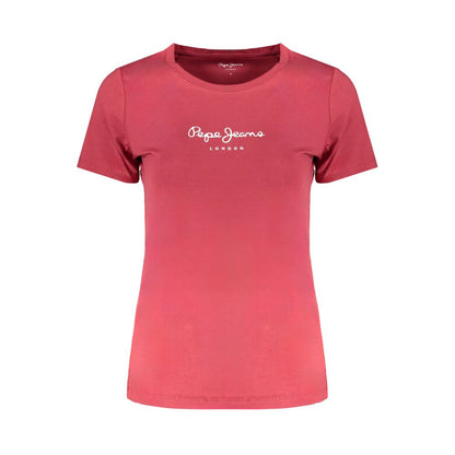 Pepe Jeans Red Cotton Tops &amp; T-Shirt