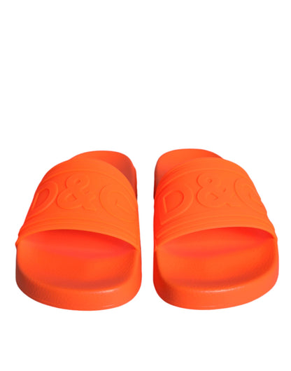 Dolce &amp; Gabbana Orange Rubber Slides Sandals Beachwear Shoes