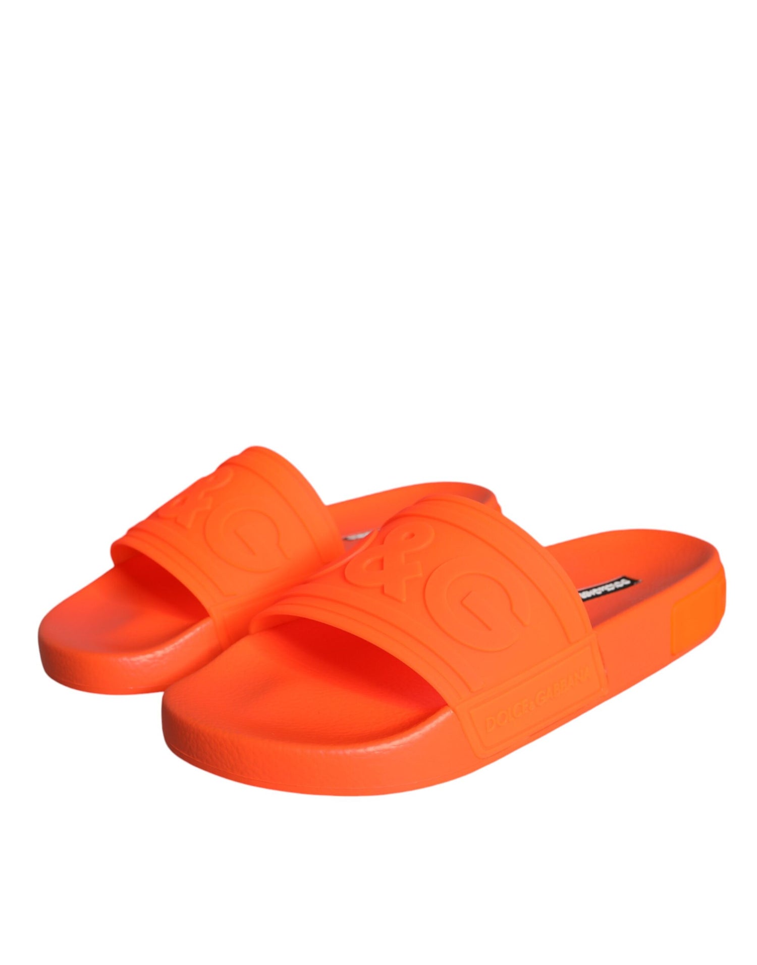 Dolce &amp; Gabbana Orange Rubber Slides Sandals Beachwear Shoes