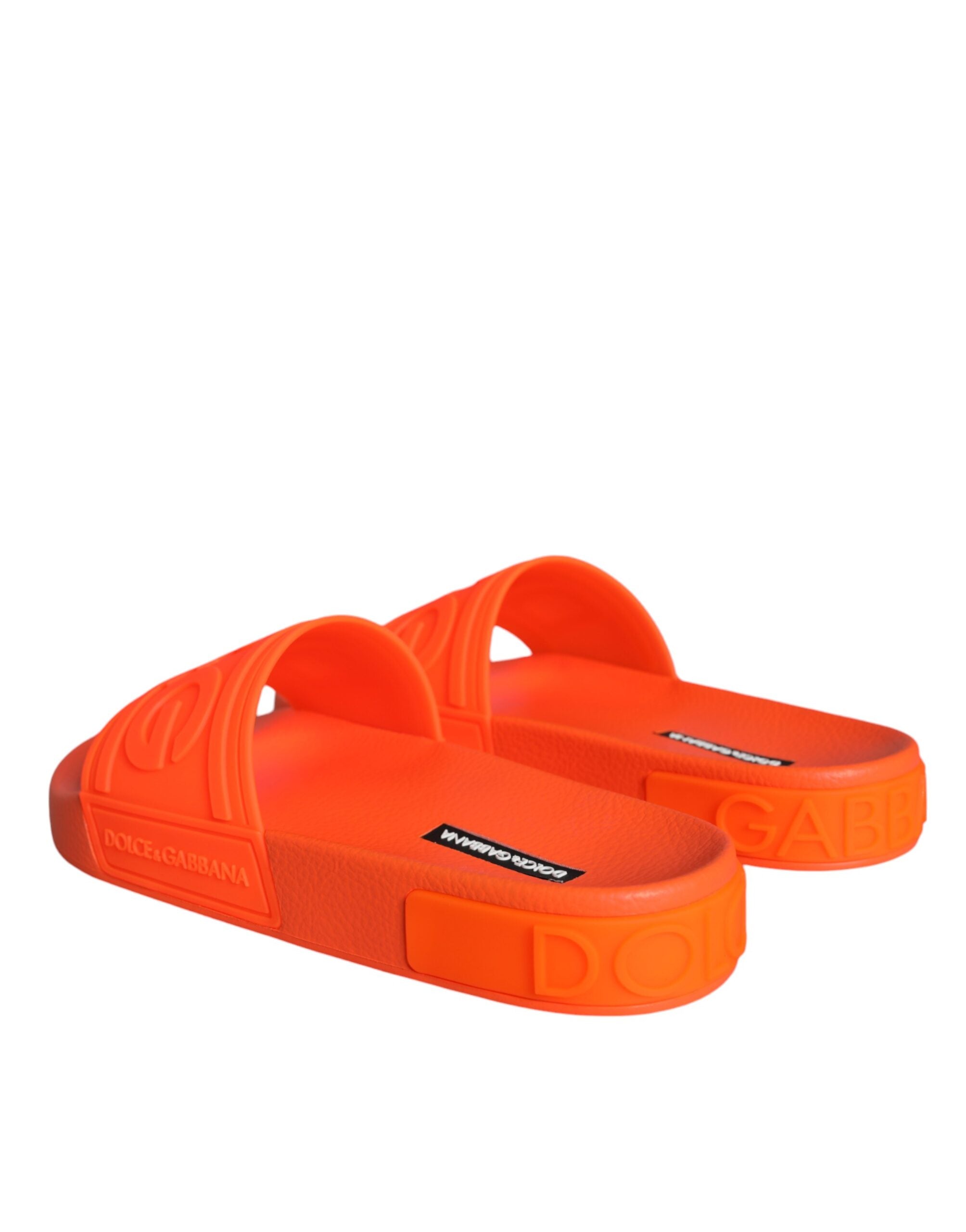 Dolce &amp; Gabbana Orange Rubber Slides Sandals Beachwear Shoes