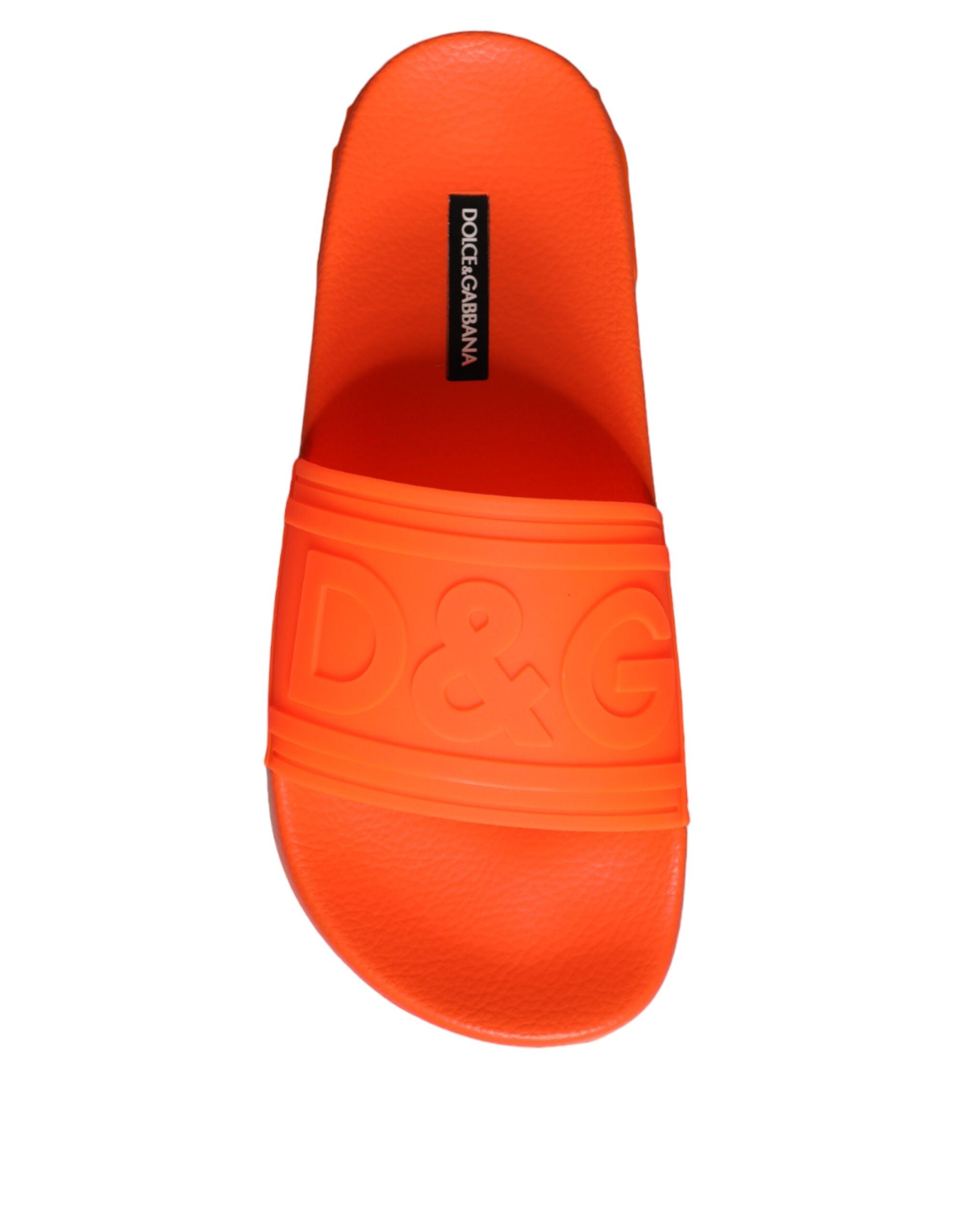 Dolce &amp; Gabbana Orange Rubber Slides Sandals Beachwear Shoes