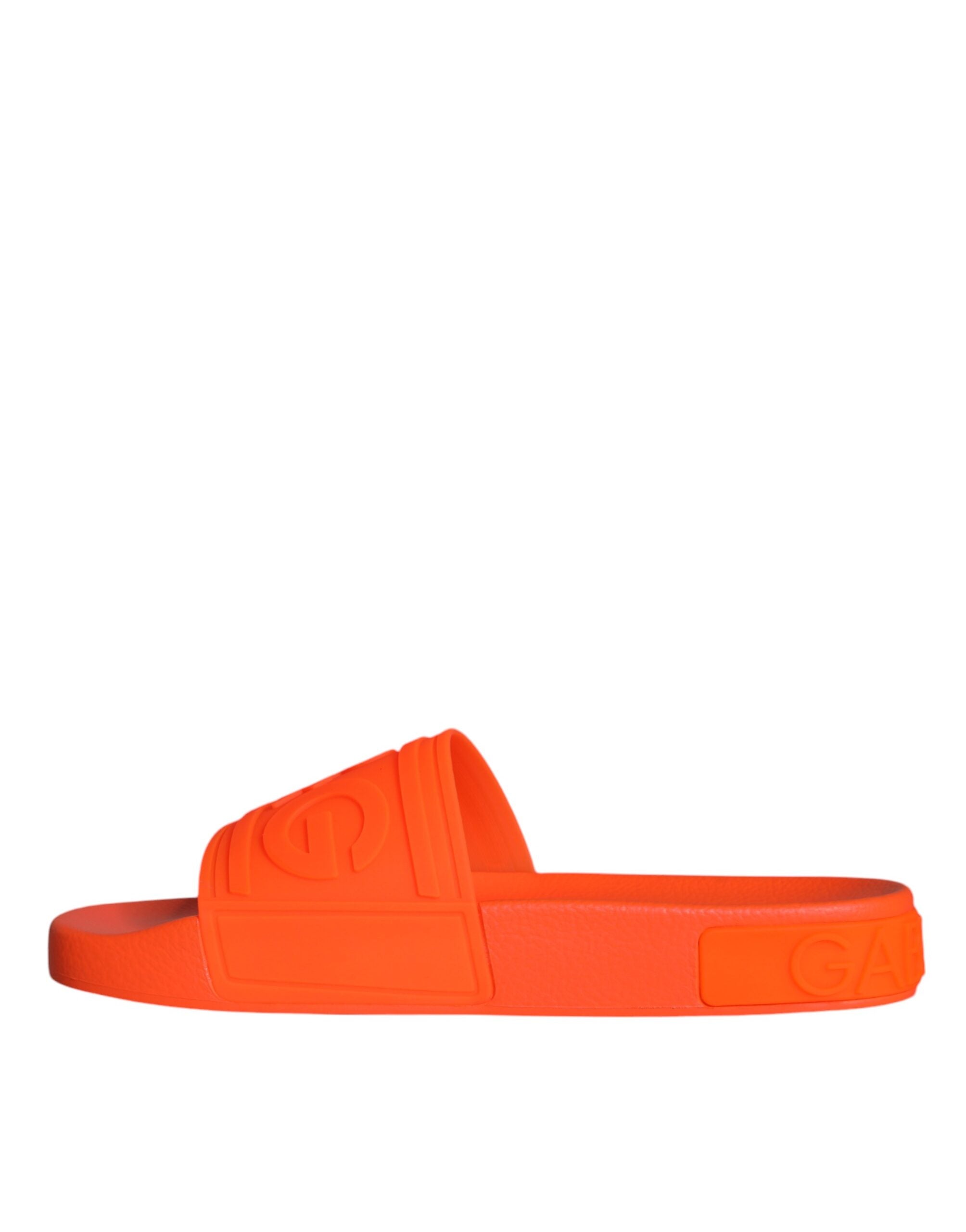 Dolce &amp; Gabbana Orange Rubber Slides Sandals Beachwear Shoes