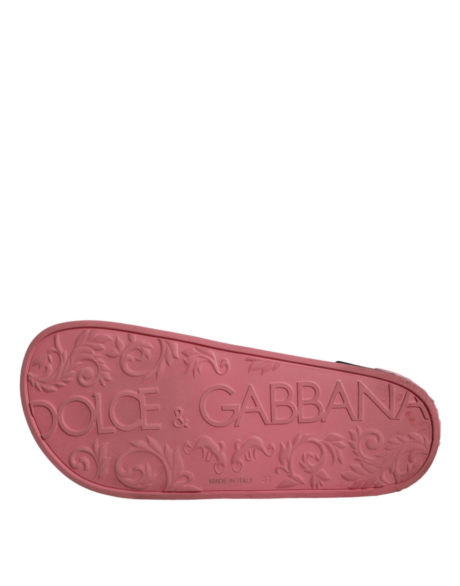 Dolce &amp; Gabbana Pink Leather I Love D&amp;G Sandals Slides Shoes