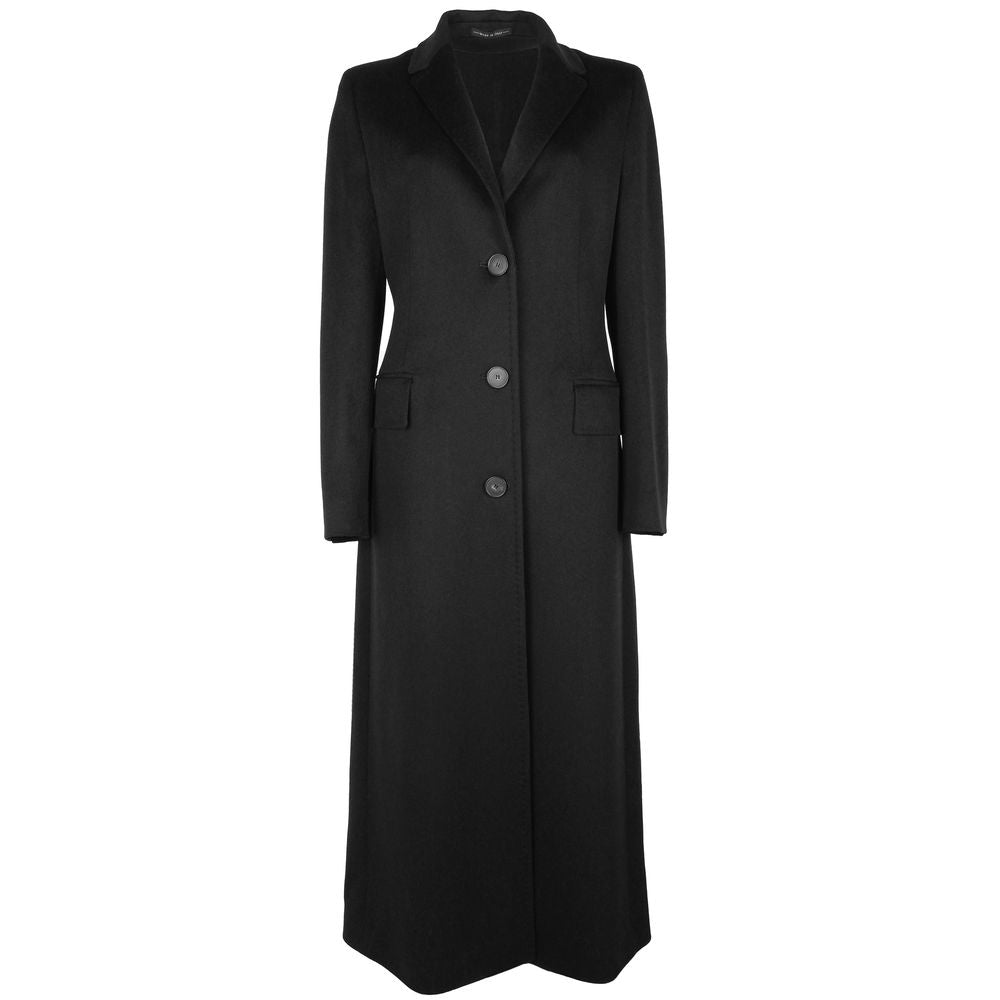 Made in Italy Black Wool Vergine Jackets &amp; Coat