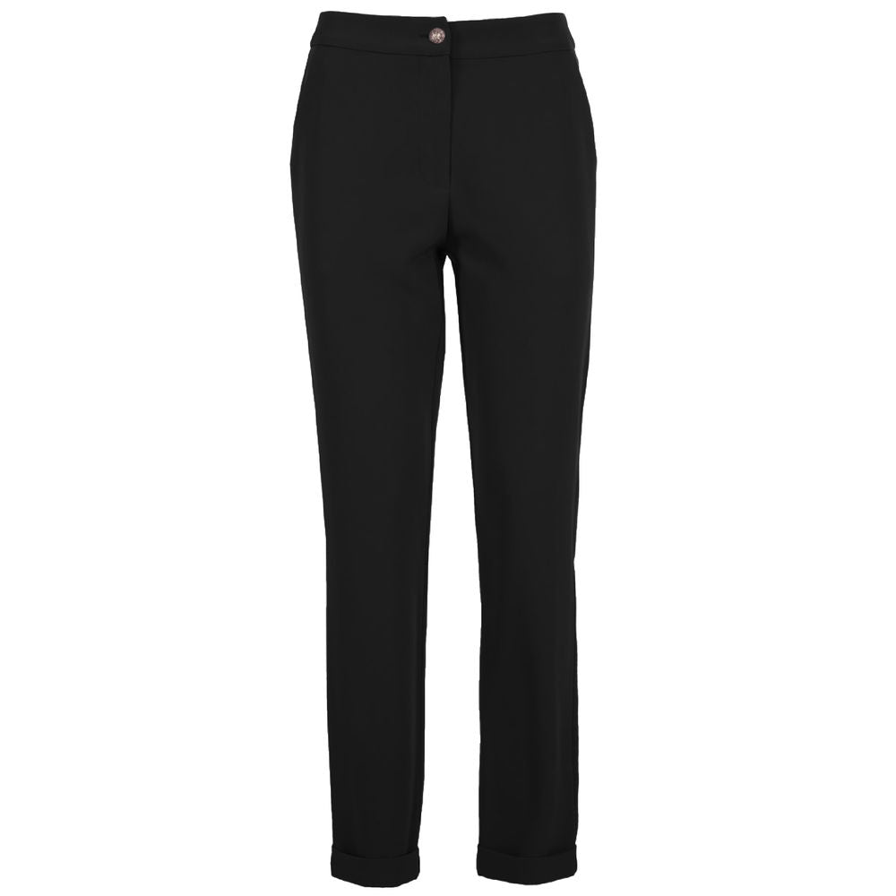 Yes Zee Black Polyester Jeans &amp; Pant