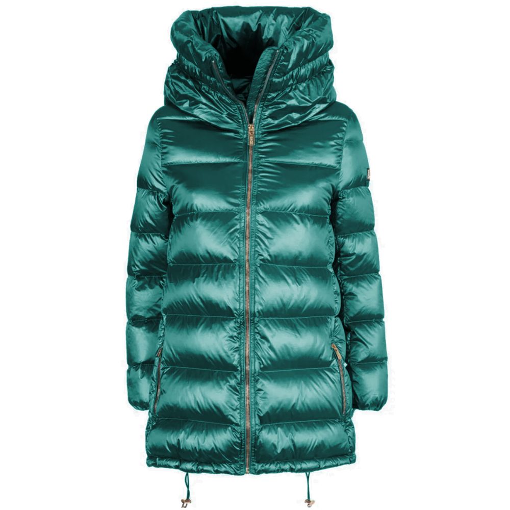 Yes Zee Green Nylon Jackets &amp; Coat