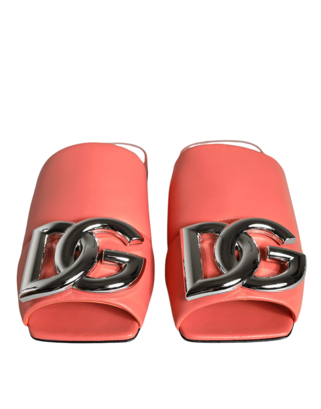 Dolce &amp; Gabbana Pink Salmon Leather Flat Slides Sandals Shoes