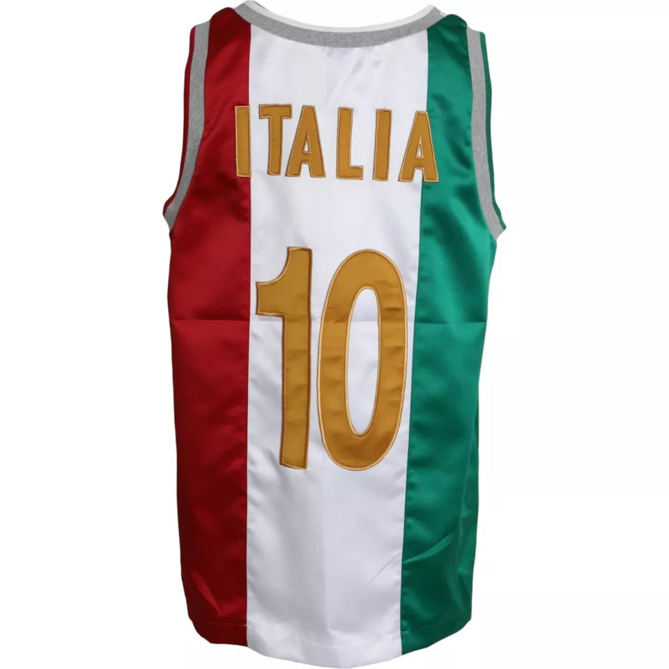 Dolce &amp; Gabbana White Green Sleeveless Top Italian Flag Basket T-shirt